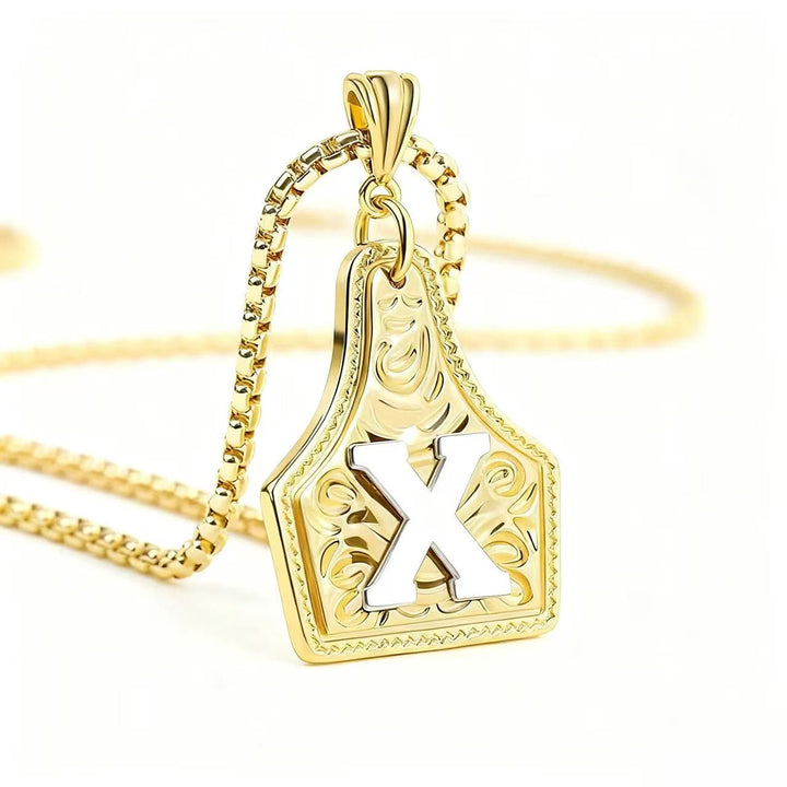 Collana con ciondolo in rilievo con lettera squisita in oro e argento - D'oro - X - image 27