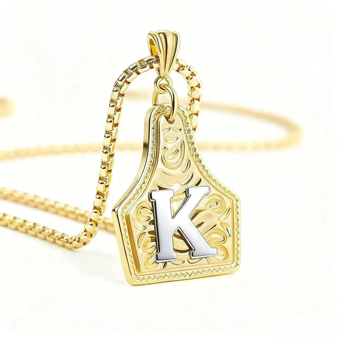 Collana con ciondolo in rilievo con lettera squisita in oro e argento - D'oro - K - image 14