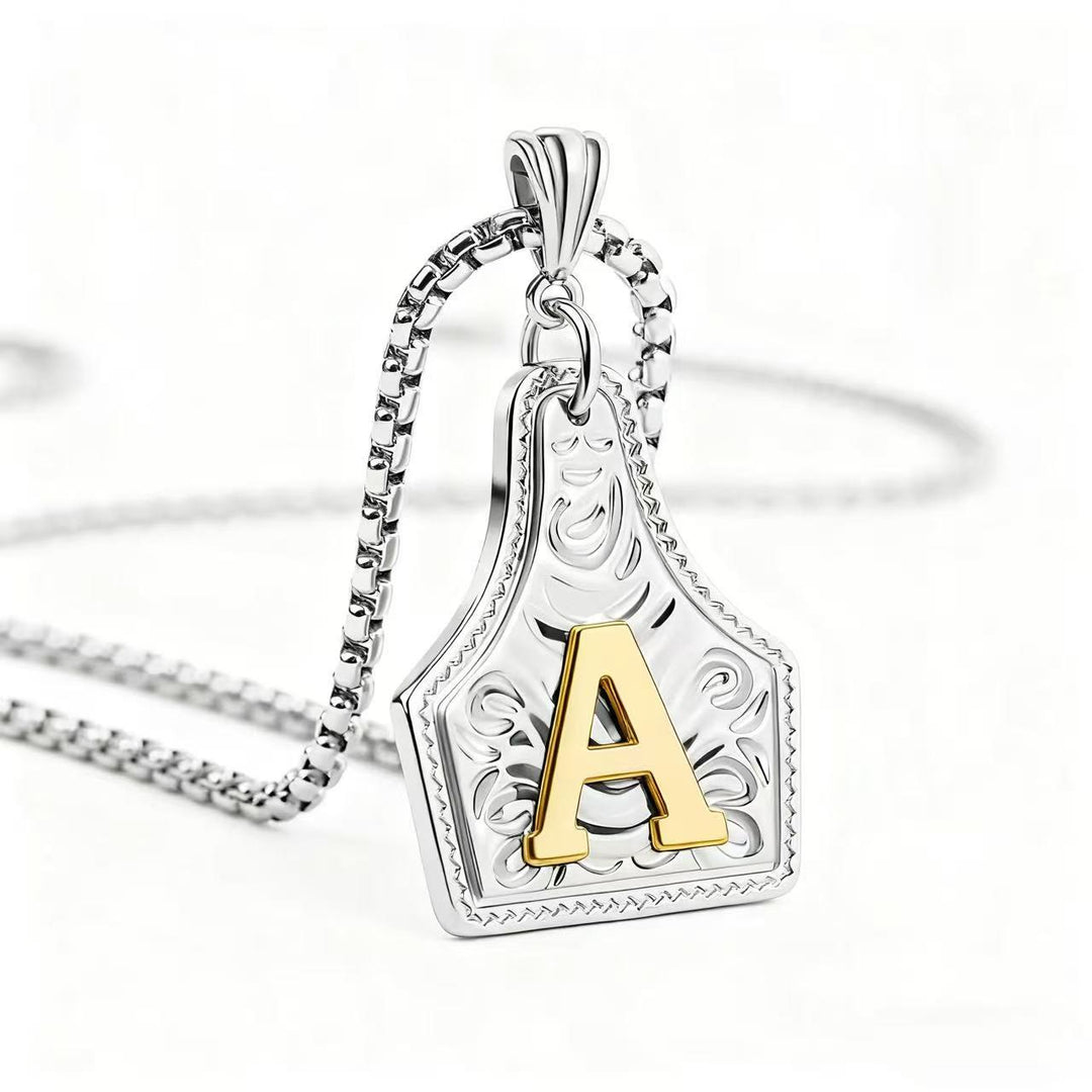 Collana con ciondolo in rilievo con lettera squisita in oro e argento - Argento - A - image 30