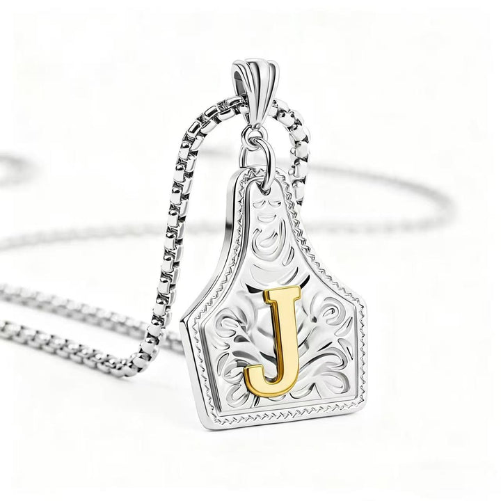 Collana con ciondolo in rilievo con lettera squisita in oro e argento - Argento - J - image 39