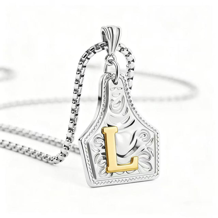 Collana con ciondolo in rilievo con lettera squisita in oro e argento - Argento - L - image 41