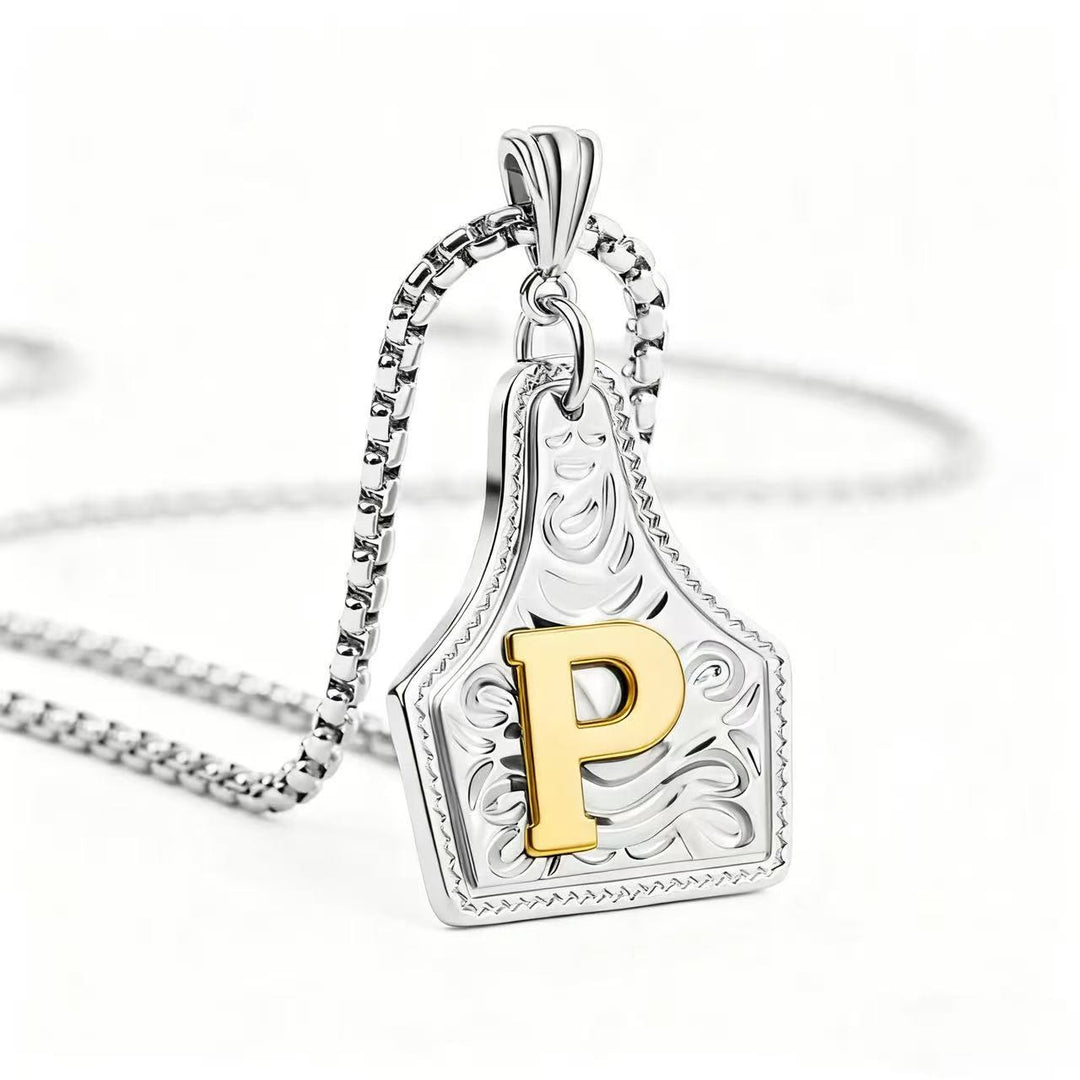 Collana con ciondolo in rilievo con lettera squisita in oro e argento - Argento - P - image 45