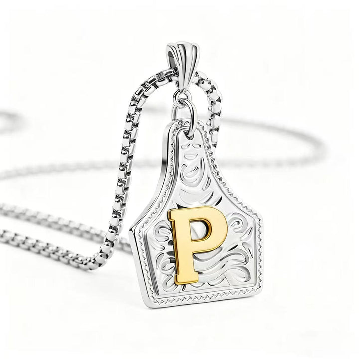 Collana con ciondolo in rilievo con lettera squisita in oro e argento - Argento - P - image 45