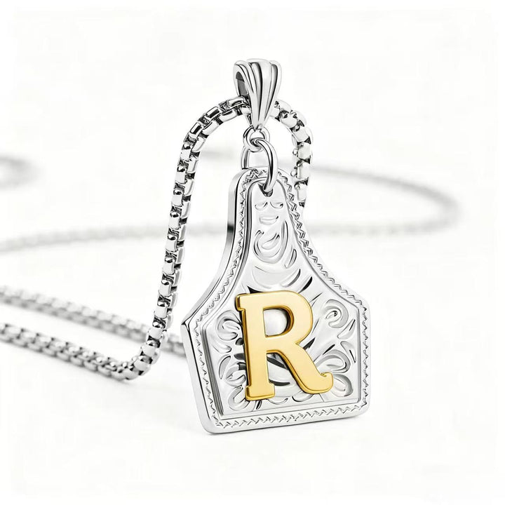 Collana con ciondolo in rilievo con lettera squisita in oro e argento - Argento - R - image 47