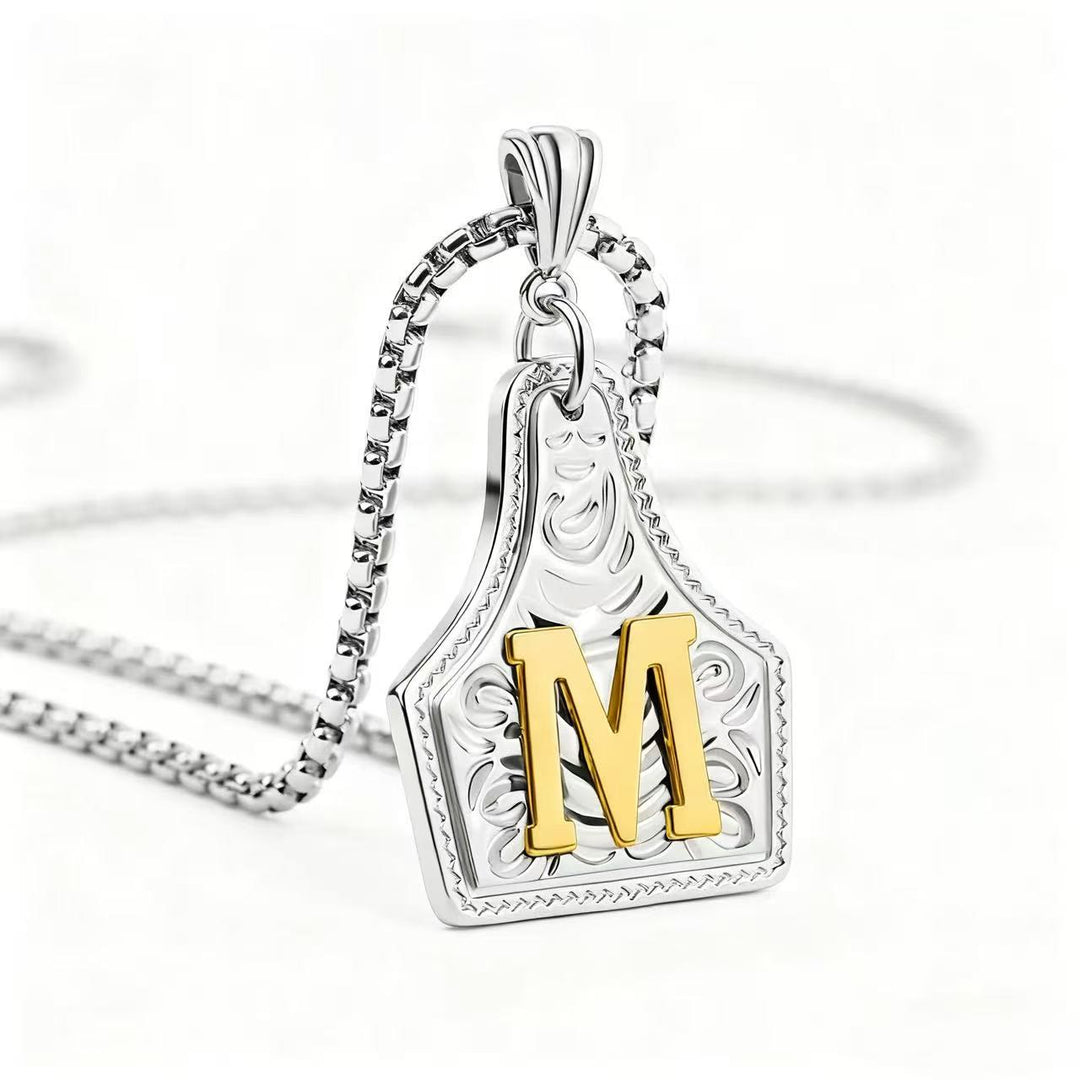 Collana con ciondolo in rilievo con lettera squisita in oro e argento - Argento - M - image 42