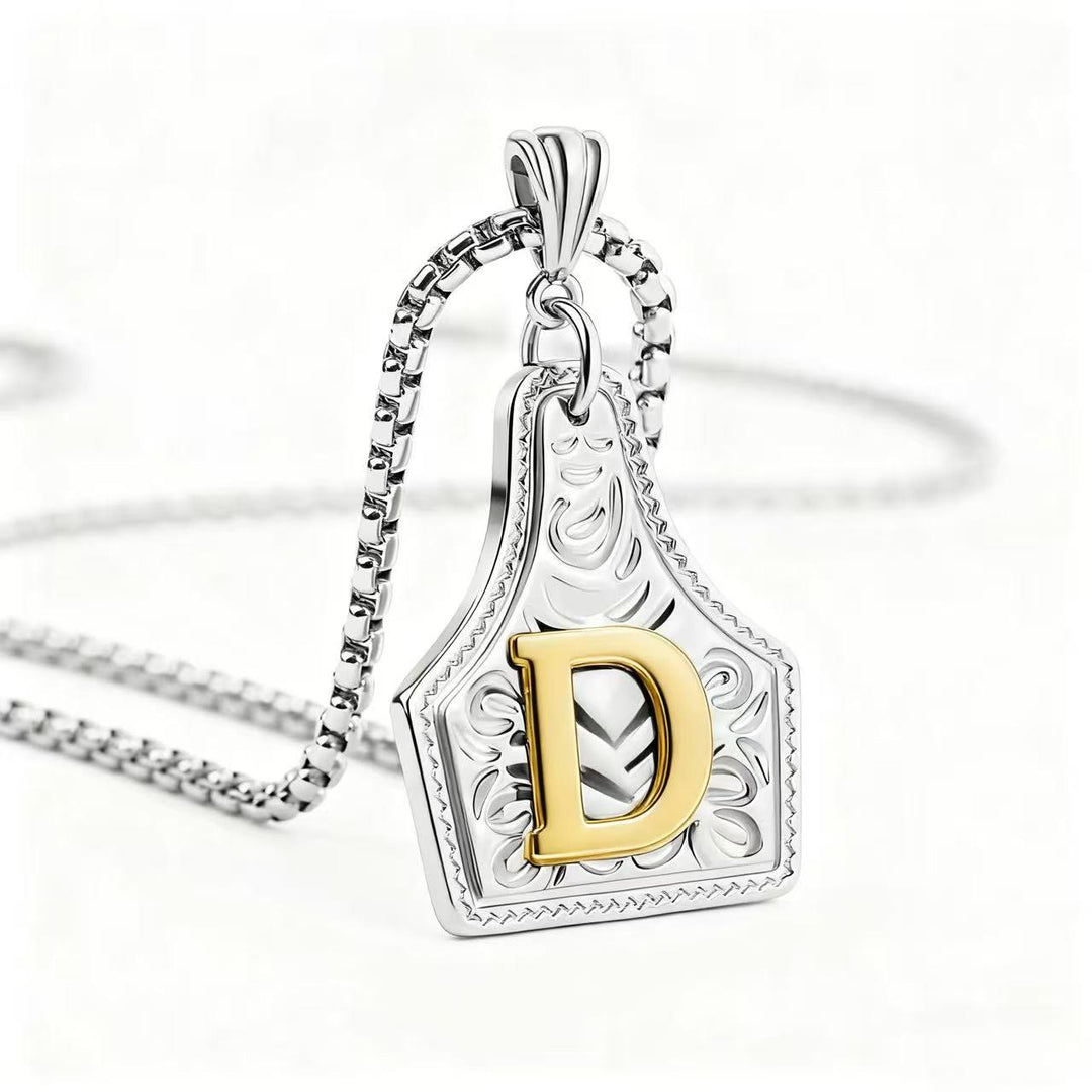 Collana con ciondolo in rilievo con lettera squisita in oro e argento - Argento - D - image 33