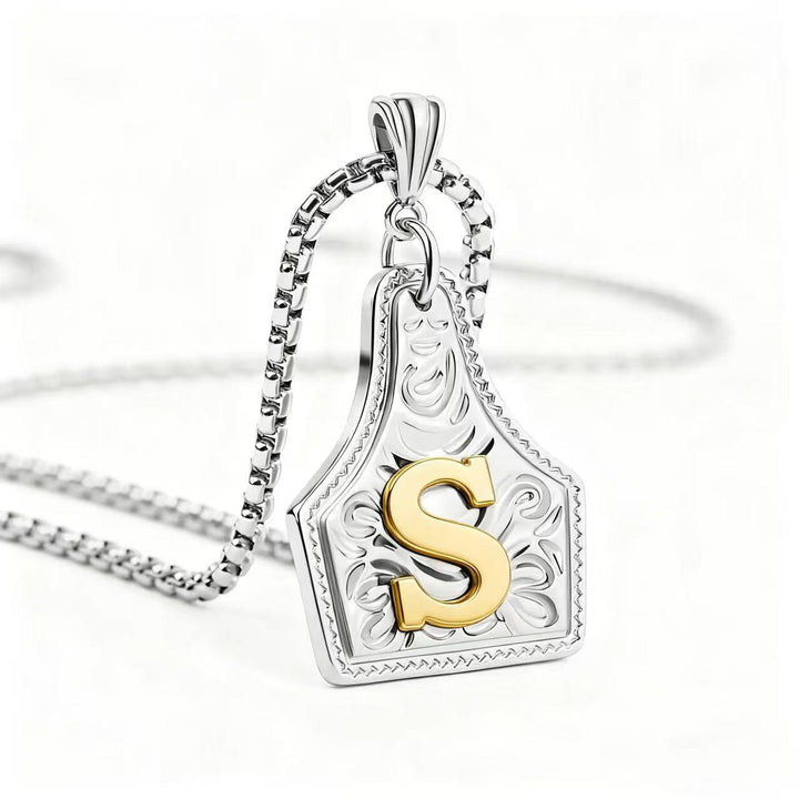 Collana con ciondolo in rilievo con lettera squisita in oro e argento - Argento - S - image 48