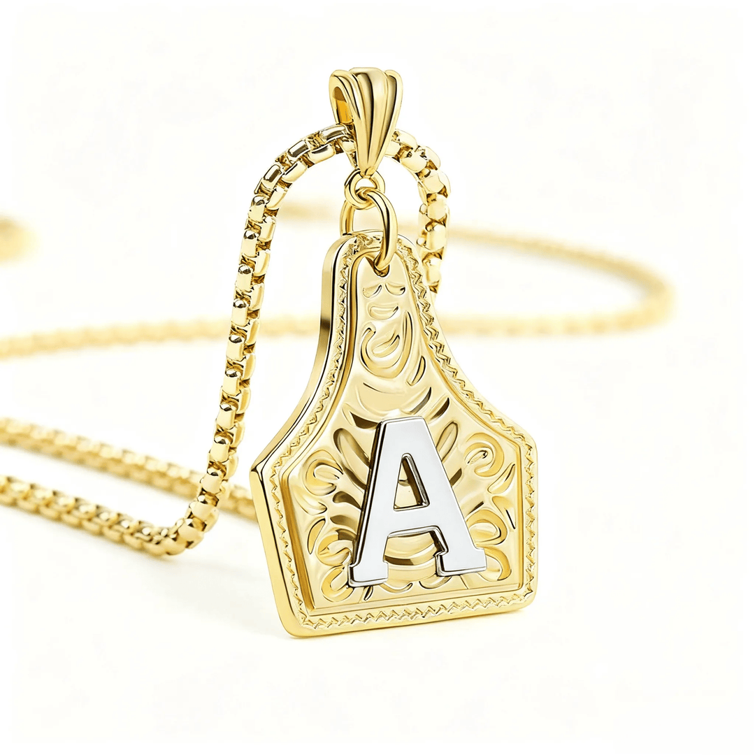 Collana con ciondolo in rilievo con lettera squisita in oro e argento - D'oro - A - image 0