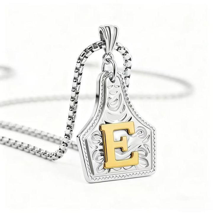 Collana con ciondolo in rilievo con lettera squisita in oro e argento - Argento - E - image 34