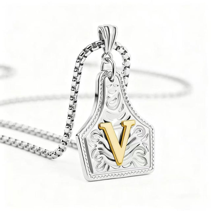 Collana con ciondolo in rilievo con lettera squisita in oro e argento - Argento - V - image 51