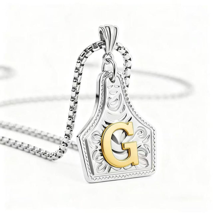 Collana con ciondolo in rilievo con lettera squisita in oro e argento - Argento - G - image 36