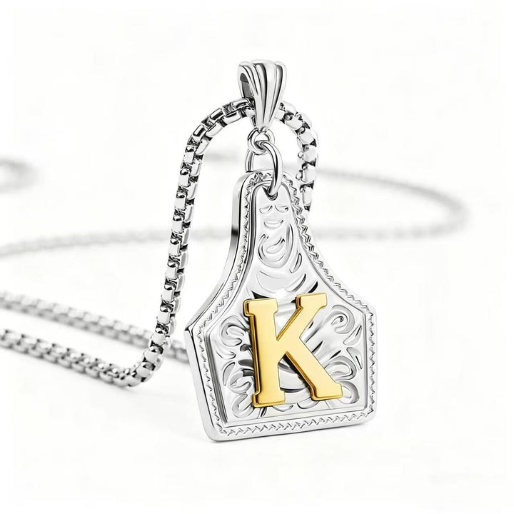 Collana con ciondolo in rilievo con lettera squisita in oro e argento - Argento - K - image 40