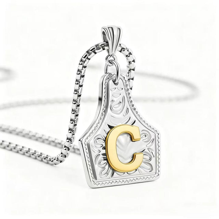 Collana con ciondolo in rilievo con lettera squisita in oro e argento - Argento - C - image 32