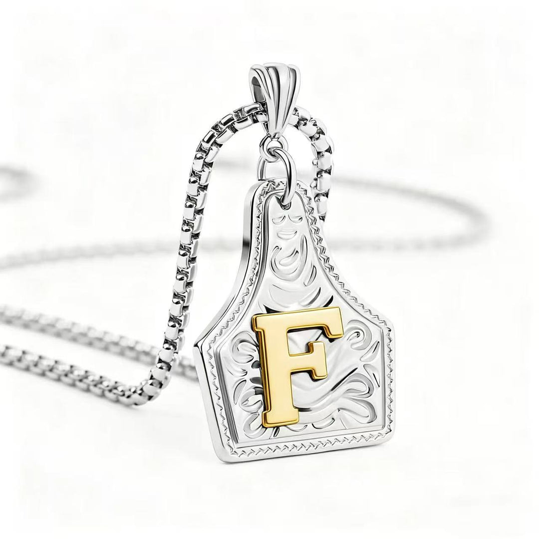 Collana con ciondolo in rilievo con lettera squisita in oro e argento - Argento - F - image 35