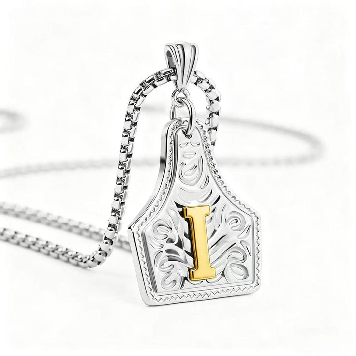 Collana con ciondolo in rilievo con lettera squisita in oro e argento - Argento - I - image 38