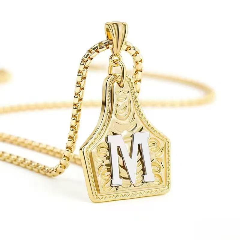 Collana con ciondolo in rilievo con lettera squisita in oro e argento - D'oro - M - image 16