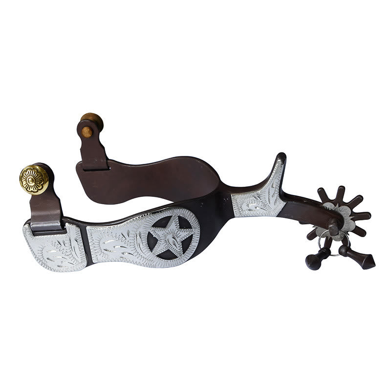 Speroni da cowboy a forma di stella a cinque punte intagliati in argento con pendente - Argento - image 0