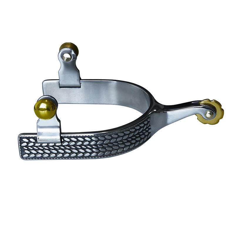 Squisiti speroni da cowboy con scaglie intagliate, ingranaggi e fibbie in ottone - Metallico - image 0