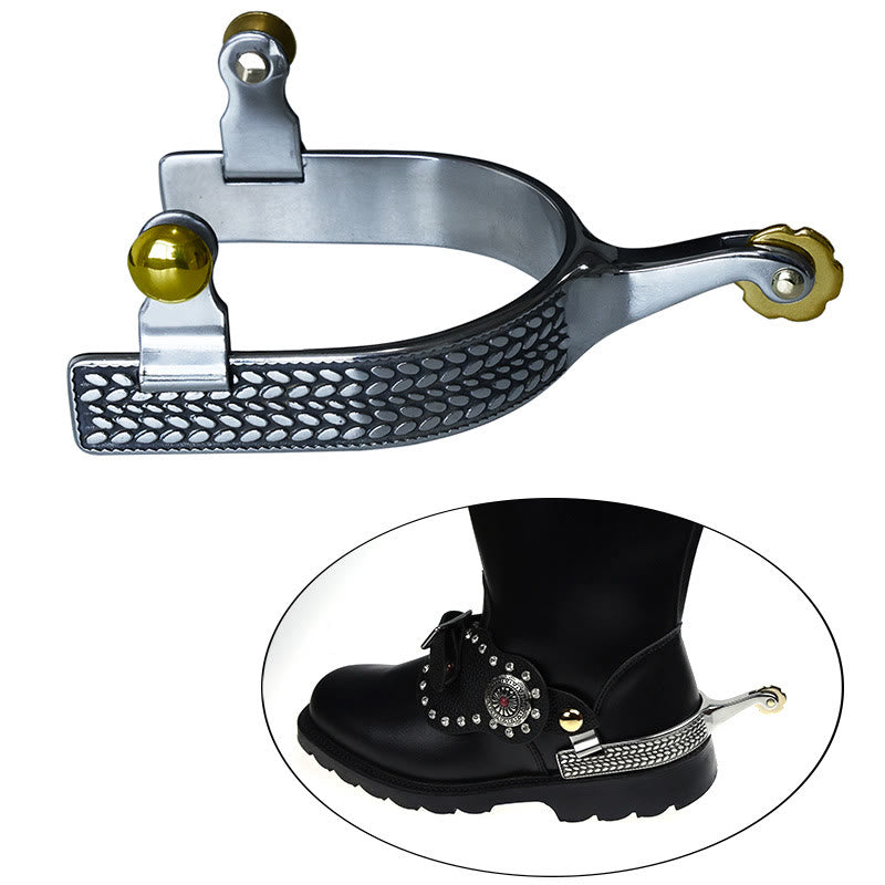 Squisiti speroni da cowboy con scaglie intagliate, ingranaggi e fibbie in ottone - image 1