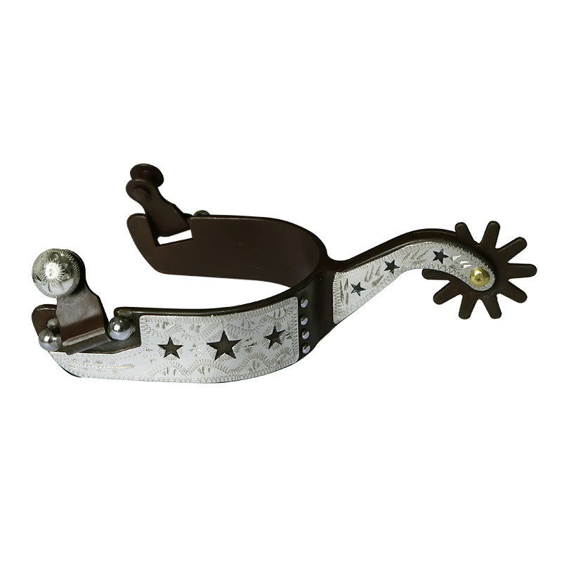 Speroni da cowboy con fibbie e stelle in rame bianco e ingranaggio - Argento - image 0
