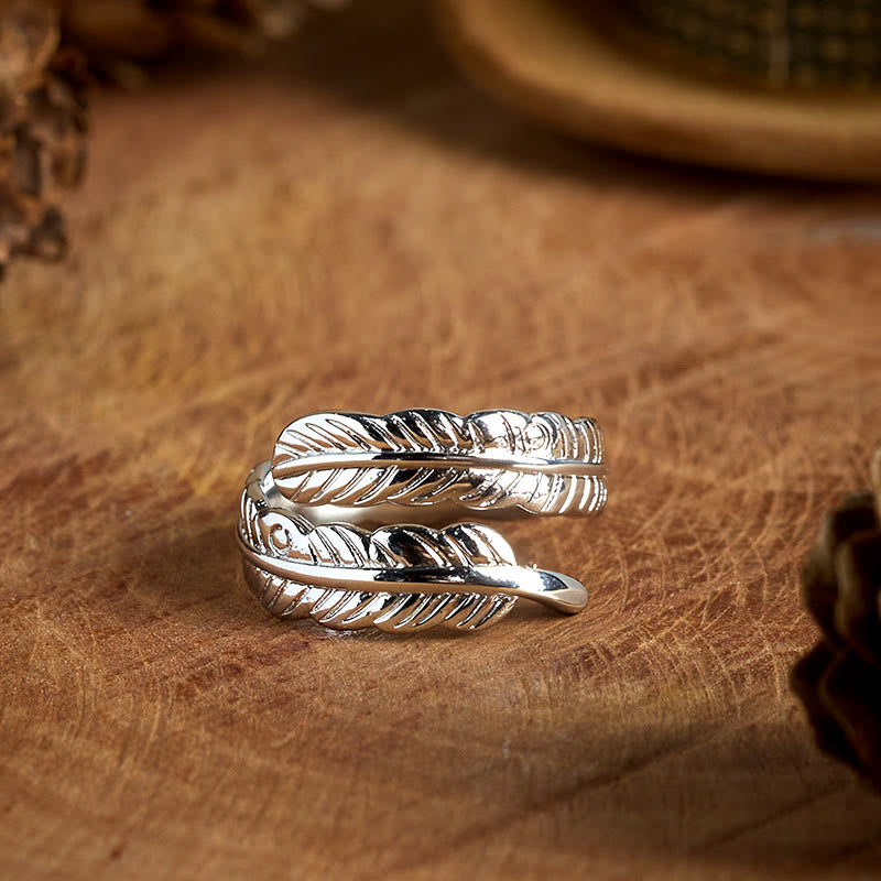 Anello regolabile in rame vintage con foglia di banana - image 0