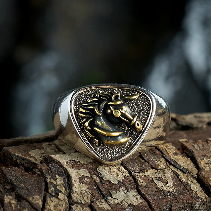 Anello vintage con testa di cavallo 3D in stile western - image 4