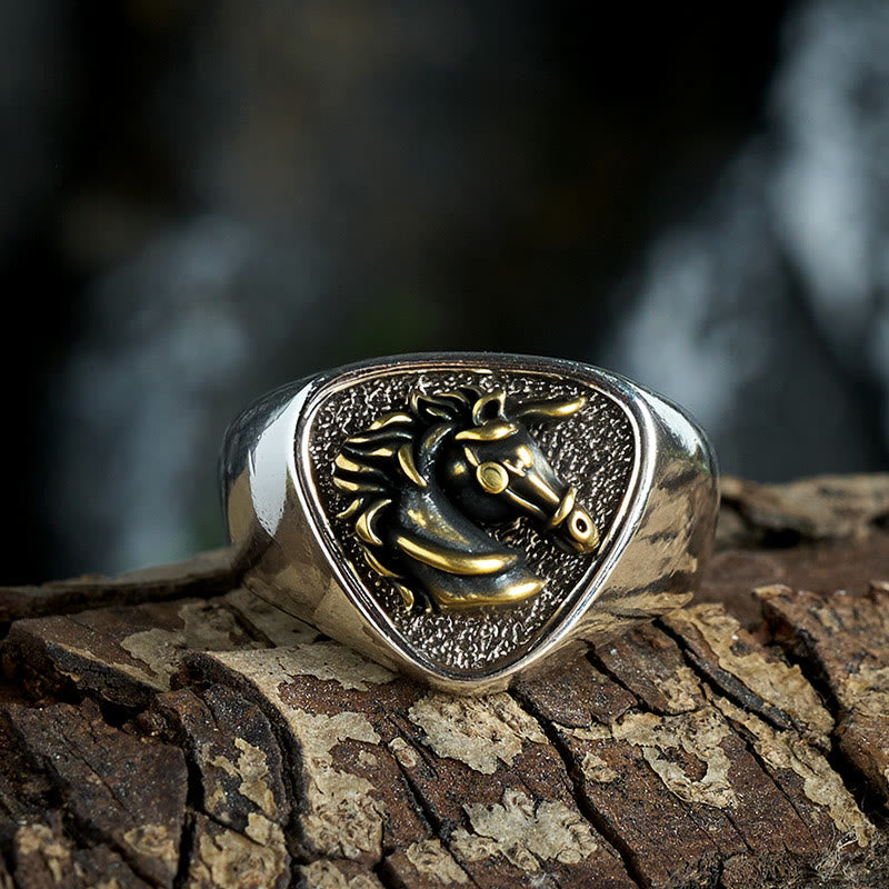 Anello vintage con testa di cavallo 3D in stile western - image 4