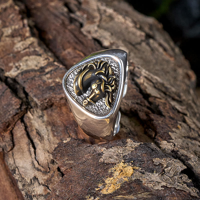 Anello vintage con testa di cavallo 3D in stile western - image 3
