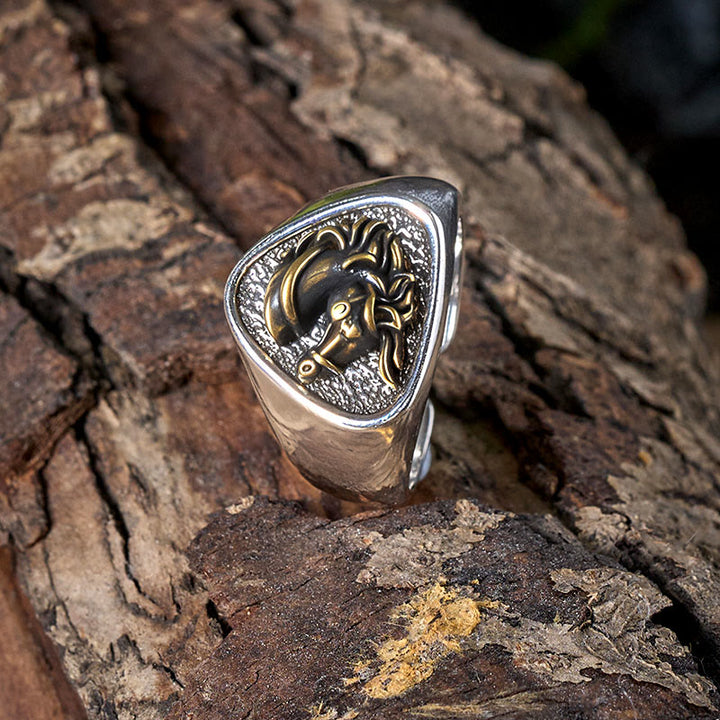 Anello vintage con testa di cavallo 3D in stile western - image 3