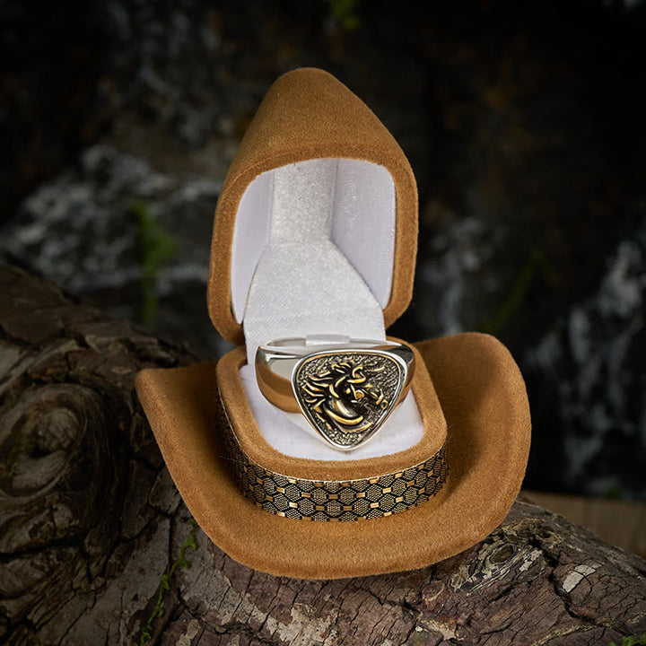 Anello vintage con testa di cavallo 3D in stile western - image 2