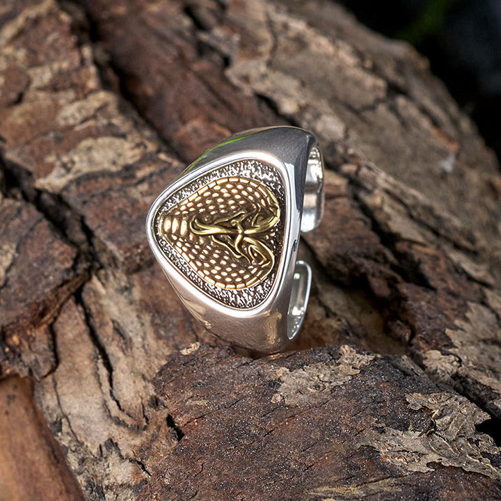 Anello con testa di serpente feroce in stile western retrò - image 4