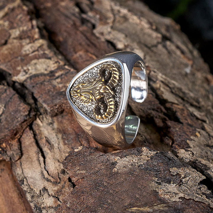Anello vintage in stile western con testa di ariete intagliata - image 4