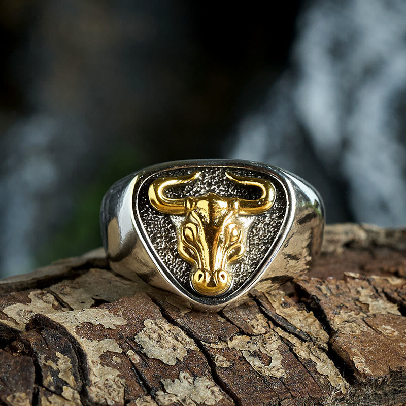 Anello regolabile con apertura a forma di toro e cavallo dominante da uomo - image 2
