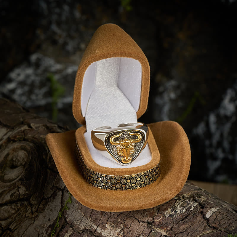 Anello regolabile con apertura a forma di toro e cavallo dominante da uomo - image 1
