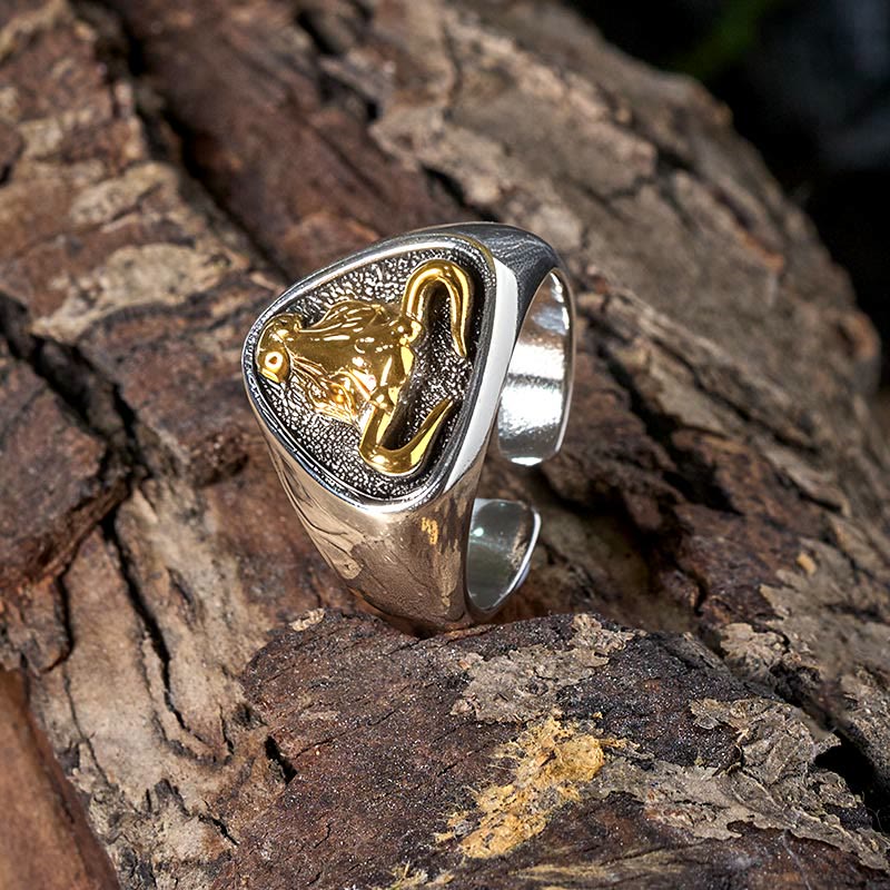 Anello regolabile con apertura a forma di toro e cavallo dominante da uomo - image 3
