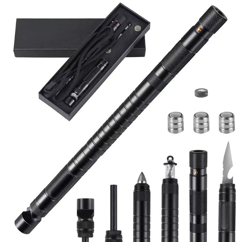 Penna tattica di sopravvivenza con fischietto rompi-vetro multifunzionale - Nero - image 0