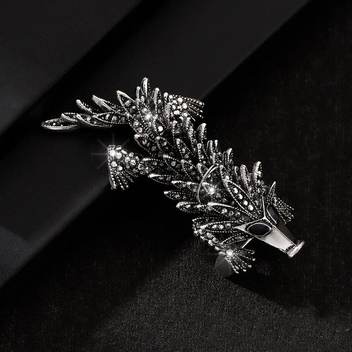 Spilla articolata a forma di coccodrillo con strass intarsiati e mobili - image 1