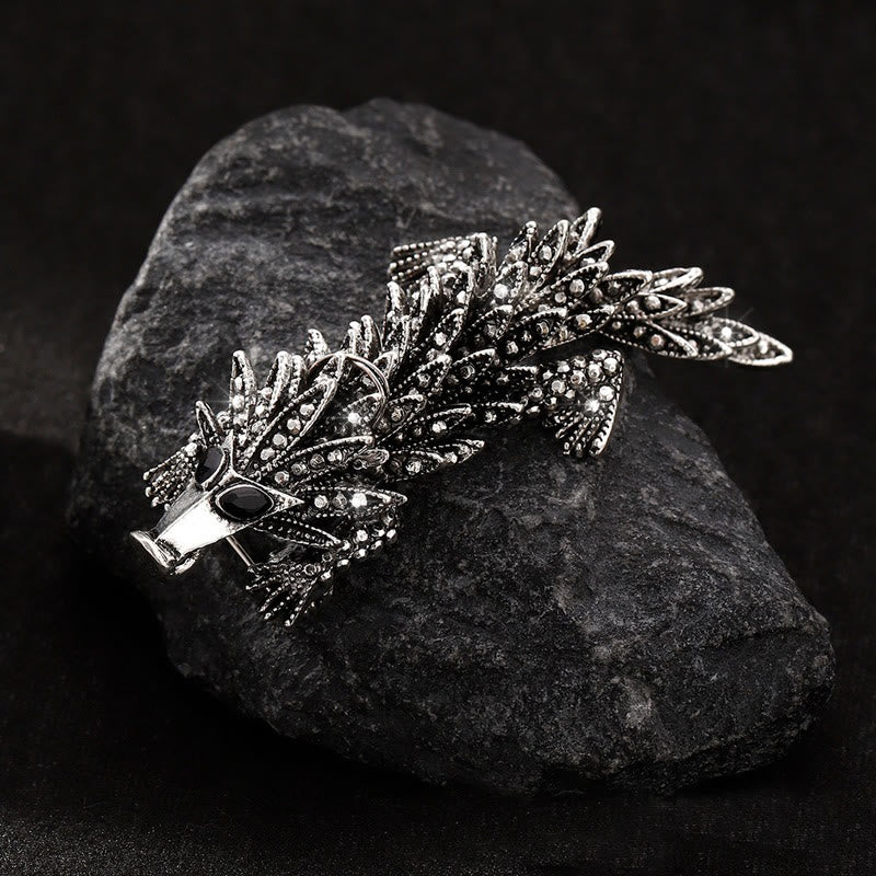 Spilla articolata a forma di coccodrillo con strass intarsiati e mobili - Grigio - image 0