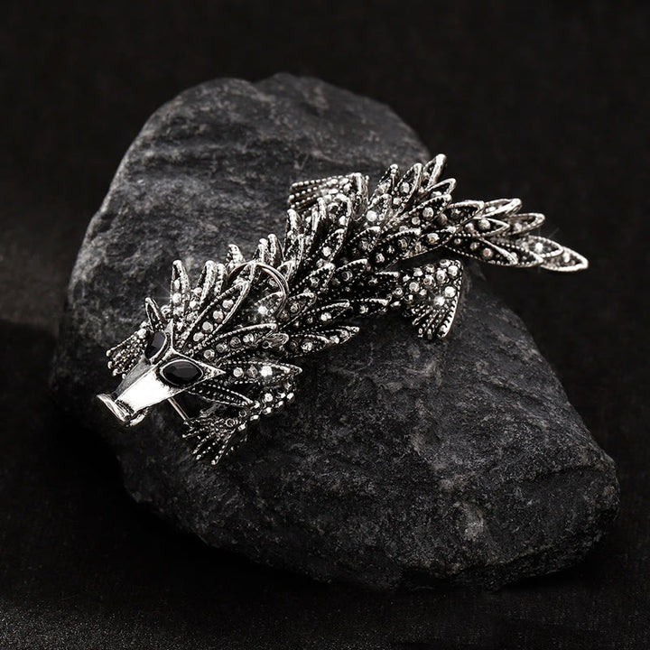 Spilla articolata a forma di coccodrillo con strass intarsiati e mobili - Grigio - image 0