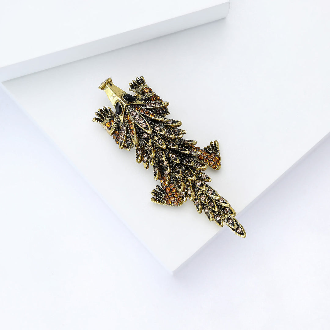 Spilla articolata a forma di coccodrillo con strass intarsiati e mobili - image 6