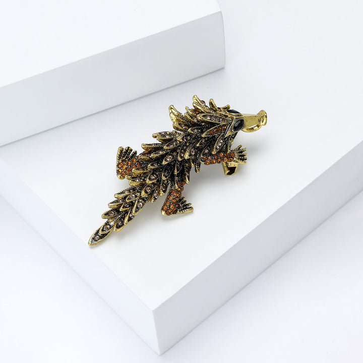 Spilla articolata a forma di coccodrillo con strass intarsiati e mobili - image 5