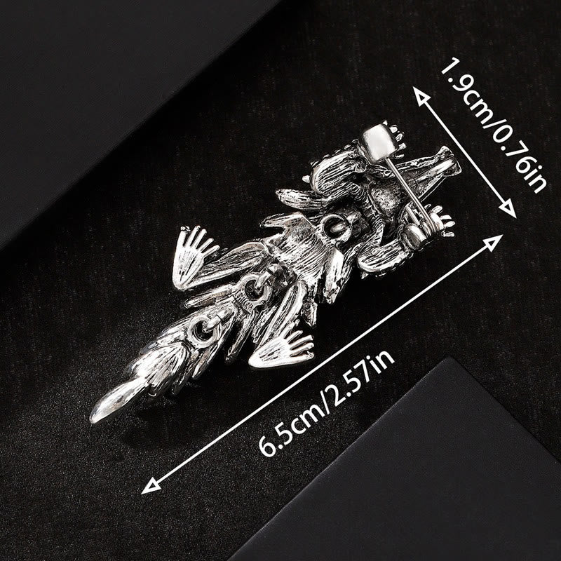 Spilla articolata a forma di coccodrillo con strass intarsiati e mobili - image 2