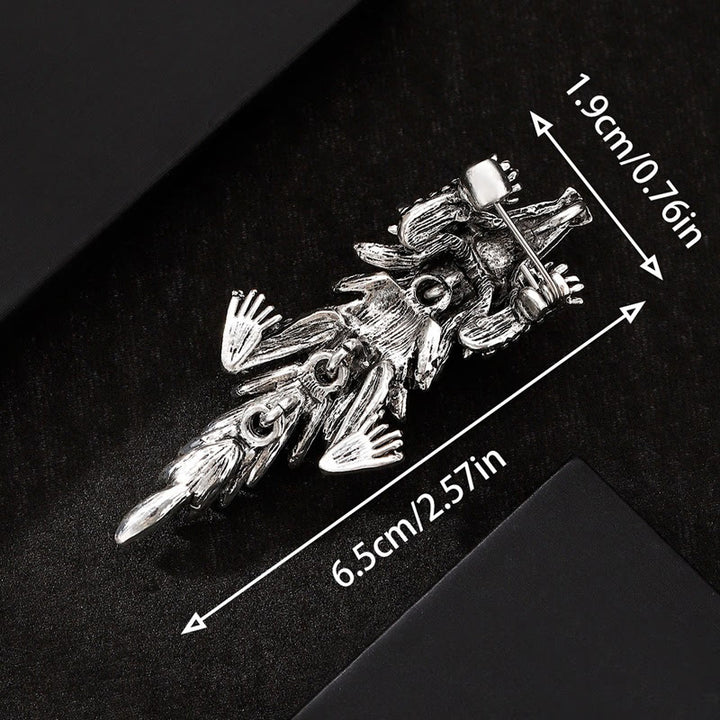 Spilla articolata a forma di coccodrillo con strass intarsiati e mobili - image 2
