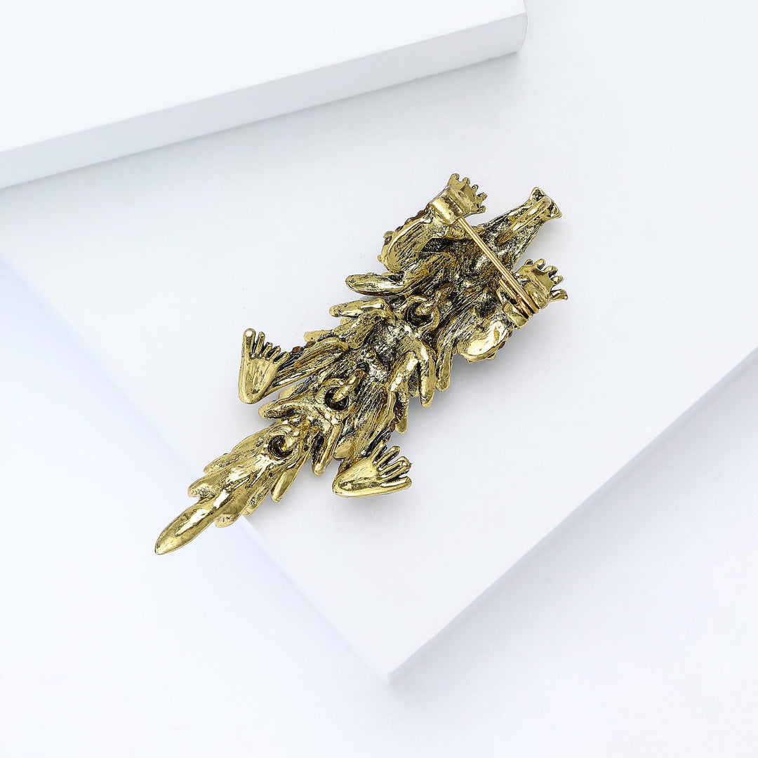 Spilla articolata a forma di coccodrillo con strass intarsiati e mobili - image 7