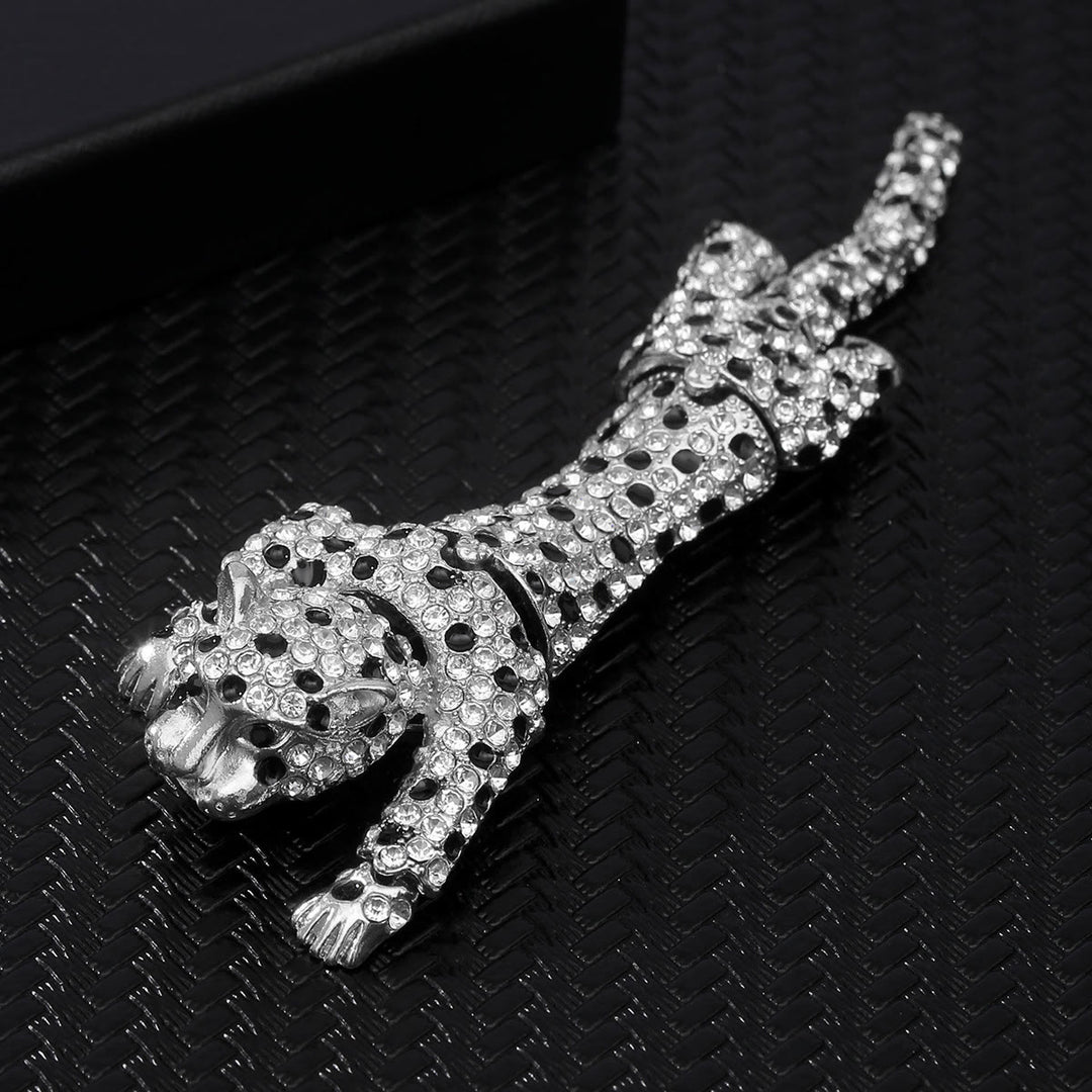 Lussuosa spilla mobile articolata a forma di ghepardo tempestata di diamanti - Argento - image 3
