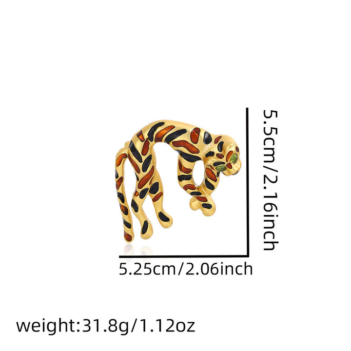 Spilla a forma di leopardo colorato con gocce di olio in stile metà antico - image 3