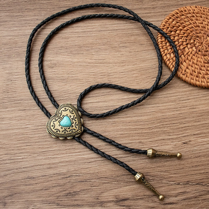 Cravatta Bolo con ciondolo turchese a forma di cuore creativo - Ottone - image 2