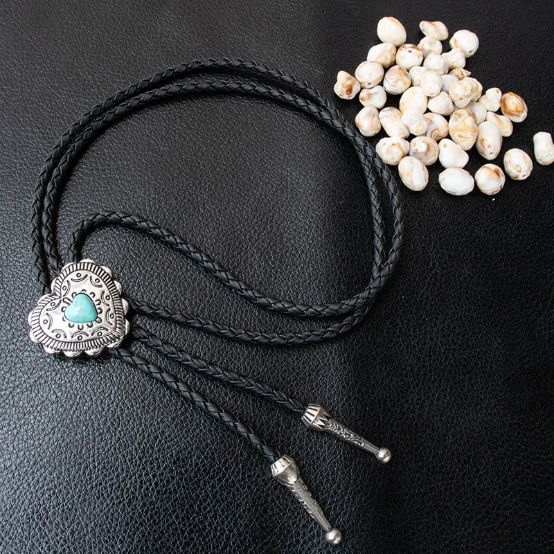 Cravatta Bolo con ciondolo turchese a forma di cuore creativo - Argento - image 3