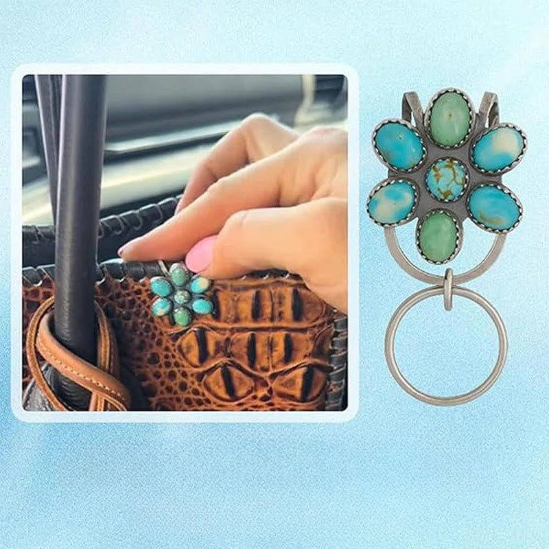 Portachiavi con clip per borsa a forma di fiore turchese, accessorio decorativo - image 0