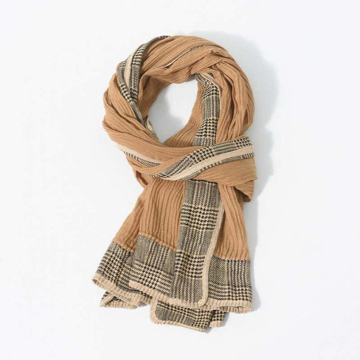 Sciarpa morbida stropicciata con motivo patchwork pied de poule - image 1